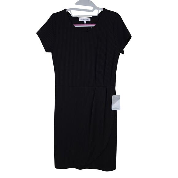 NEW NWT Women's The Vanity Room Black Ribbed Knit Wrap Dress | Size Medium - Picture 1 of 10